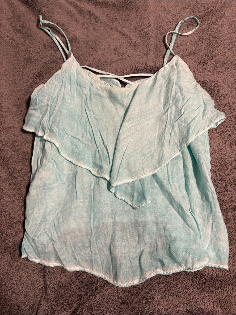 AE Light Aqua Ruffle Cami Tank Top - Women